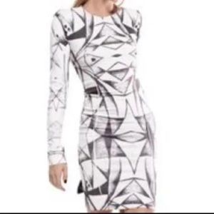 Thatcher Geometric Print Body-con silver Dress